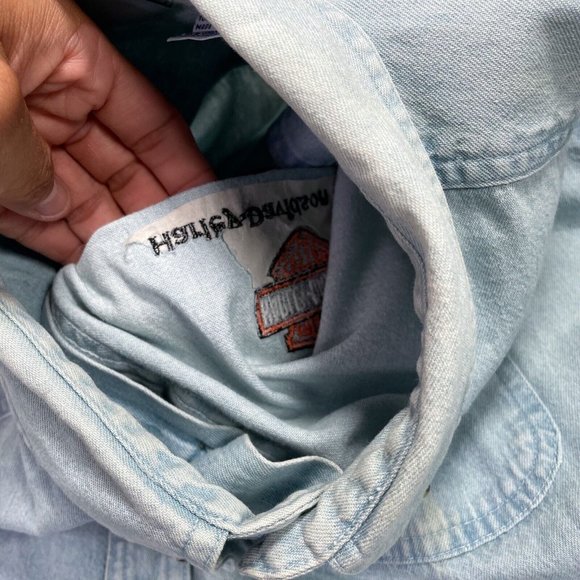 Vintage Blue Point Harley Davidson Button Down- Biker- Embroidered- Men’s XL - Picture 8 of 12